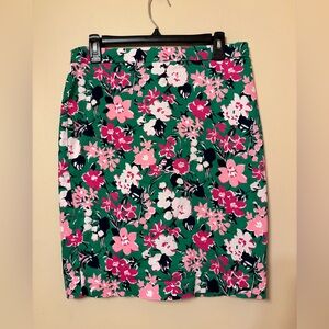 J. Crew Pink and green Floral Pencil Skirt
